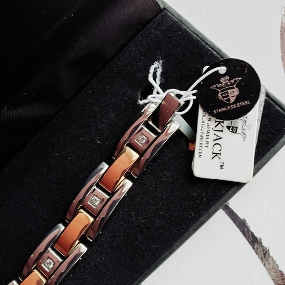 Blackjack Stainless Men's Steel CZ Bracelet - Picture 2 of 8